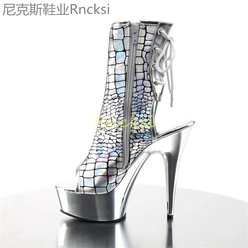 

15cmShort boots women's new spring and autumn single boots with stiletto heels round head stretch low waterproof platform boots