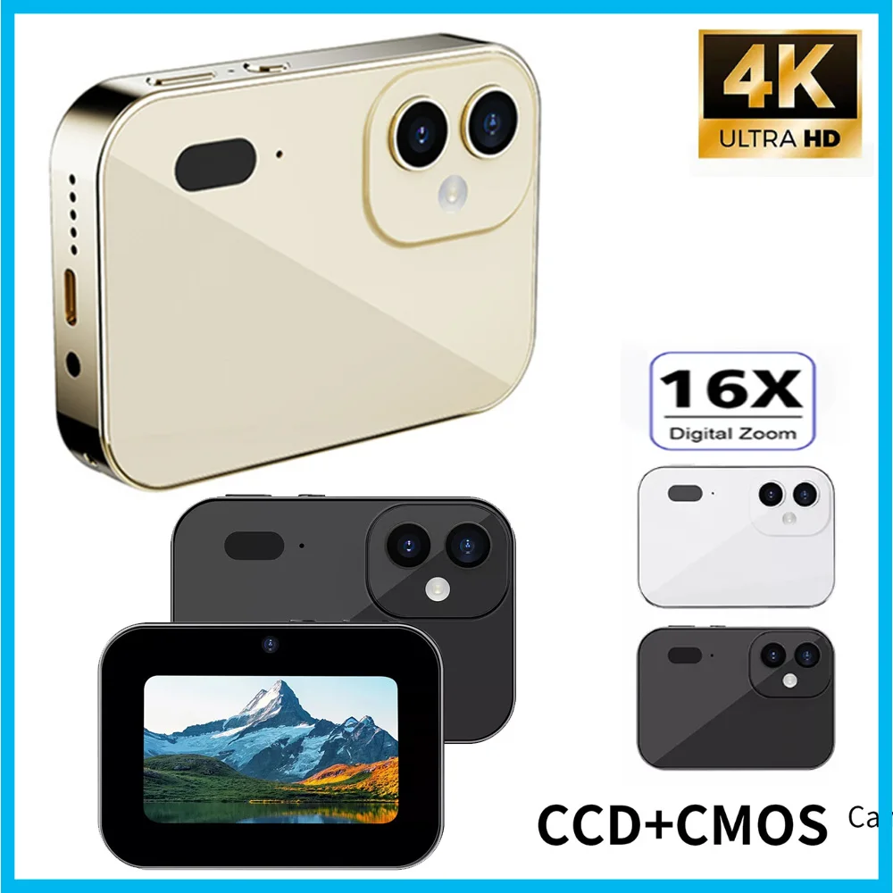 4K CCD Digital Camera 64MP Digital Video Camera w/ 3 Lens 3