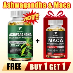 【Buy 1 Get 1 Free】KSM 66 Ashwagandha Root Extract Capsules 5000mg with MACA - Support Sleep Health, Stress, Focus, Brain, Ener