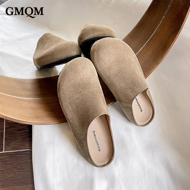 GMQM Fashion Birkenstock Clogs for Women Leather Suede Antislip Rubber Slippers Mule House With Arch Support Slip-On For Ladie