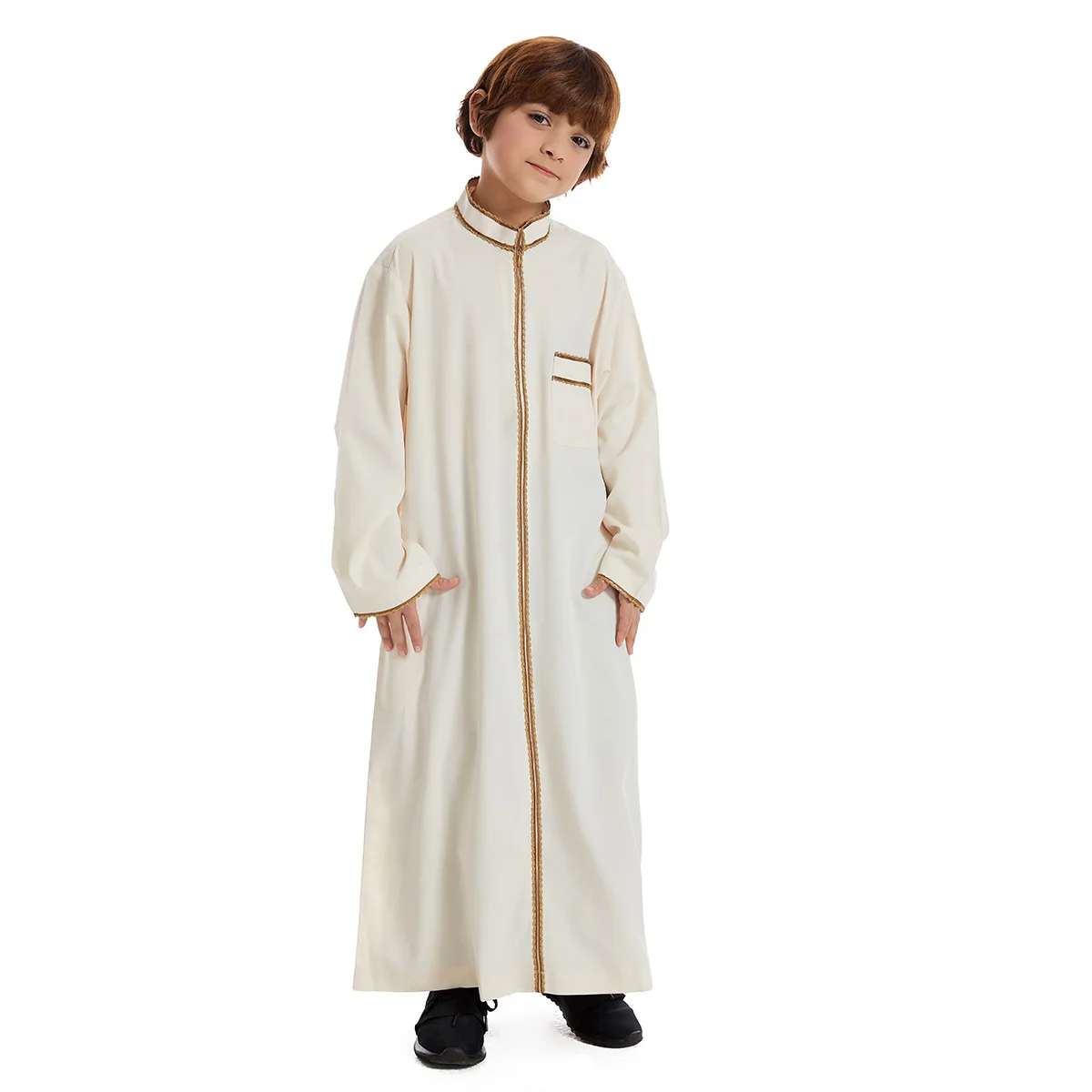 Muslim Arab Jubba Boys Robe Kids Abayas Kaftan Islamic Clothing Long Sleeve Thobe Middle East Teenage Clothing Ramadan Dress Eid