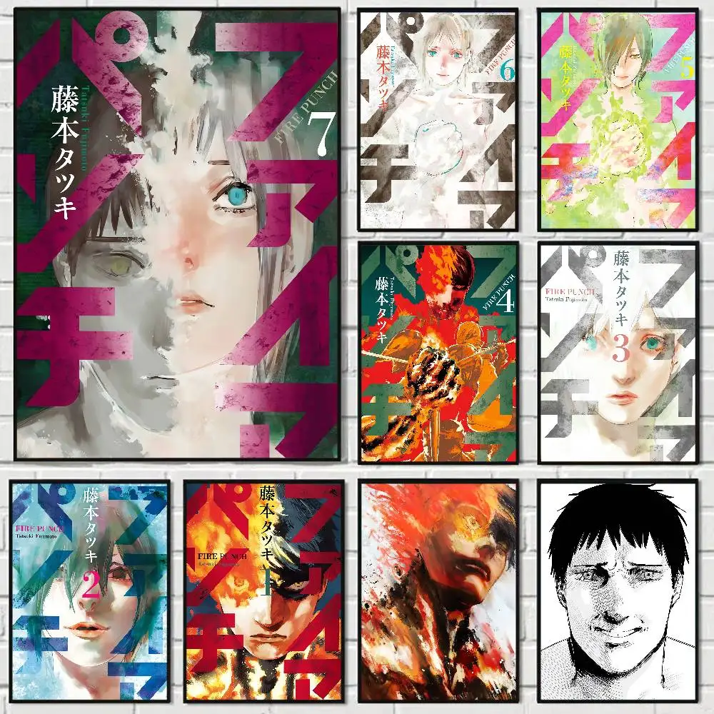 Comics Fire Punch Cartoon Anime Poster Watercolor Art Kids Room Decoration Wall Hanging Painting Kids Gift