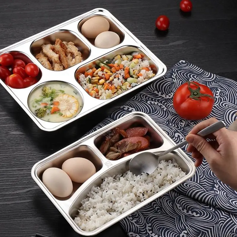 

QX2E Commercial Grade Stainless Steel Compartment Tray For Students Adults Dinnerware Home Dining Solution