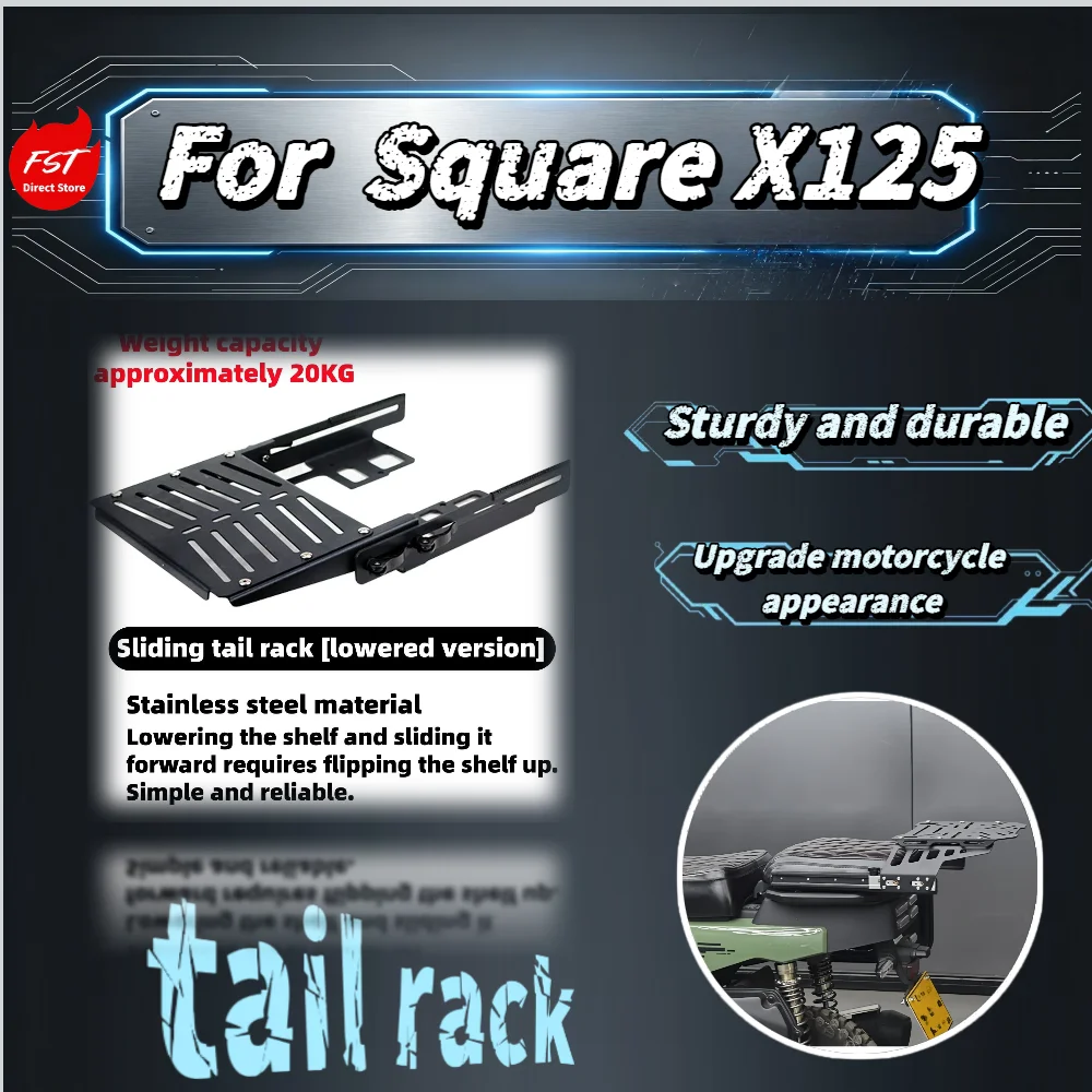 For Square X125 Motorcycle Front Middle Rear Rack Luggage Carrier Bracket Tail Box Mount Modified Accessories
