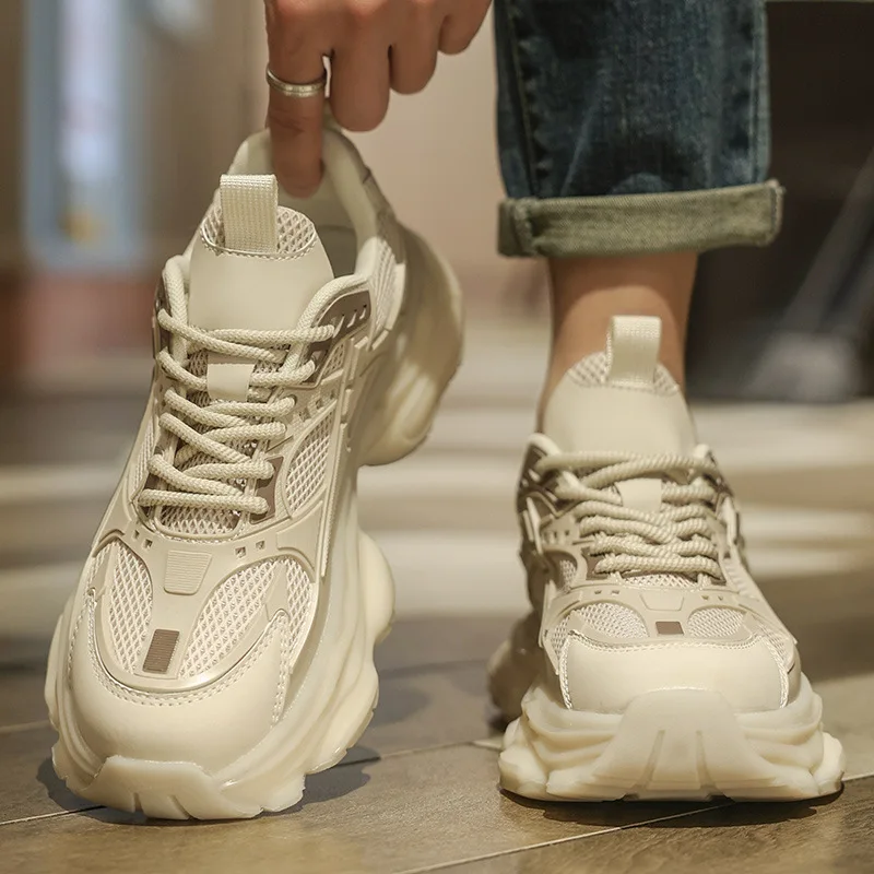 Men's Shoes Autumn New Casual and Versatile High-enhancing Shoes Trendy Men's Running Non-slip Sports Small White Trendy Shoes