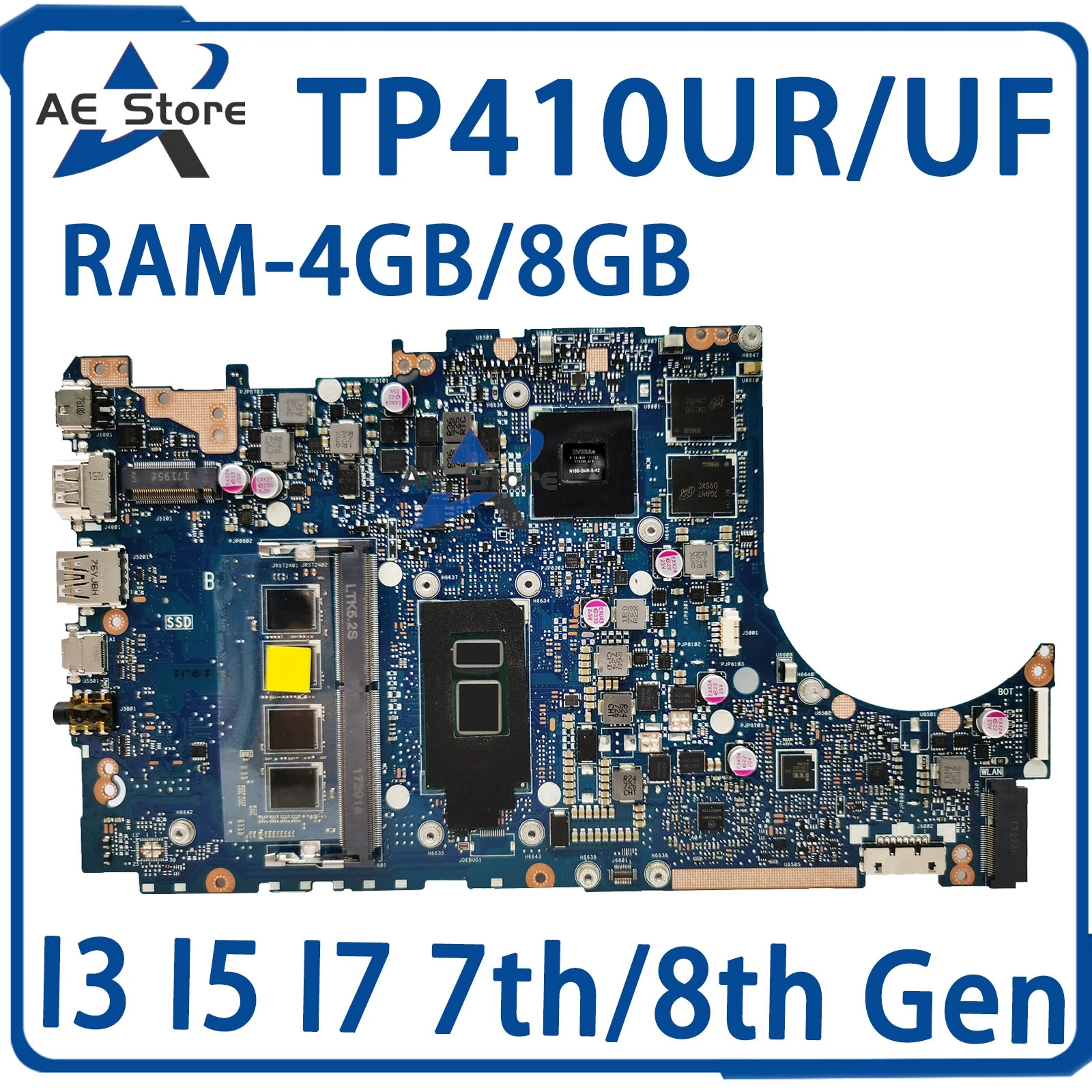 

TP410UR Mainboard For ASUS TP410UA TP410U TP410 TP410UF Q405UA Q405U Laptop Motherboard I3 I5 I7 7th/8th 4GB/8GB-RAM V2G