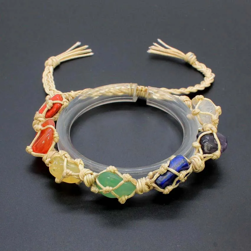 Charms Natural Irregular Crystal Stone Braided Macrame Bracelets For Women Rope Weave Adjustable Bracelet Choice Men Jewelry