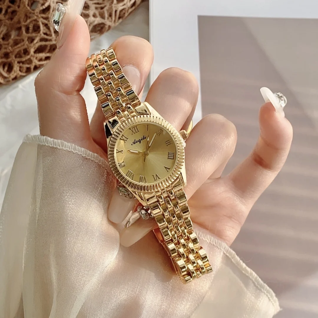 Luxury Gold Watches Women Digital Quartz Watch Big Dial Casual Bracele Watch Montre Femme Ladies Gifts Folding Clock