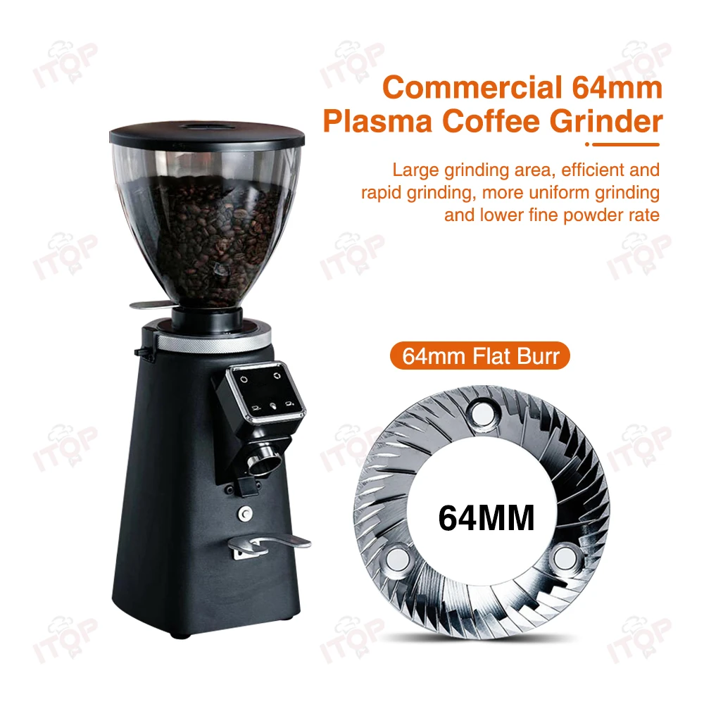 Commercial 64 mm Burr Grinder Plasma -static Design 750 g Bean Hopper Quick Release Burr 350 W 110-240 V