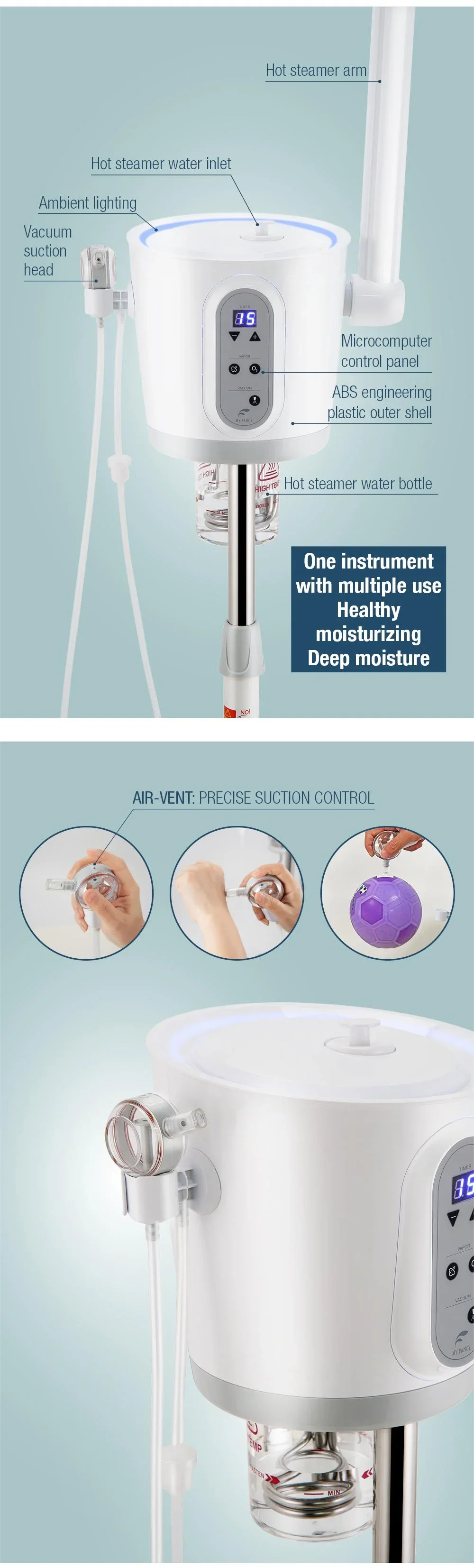 Mite Removal By Ozone New Japanese Style Vapor&Vacuum Cleansing Facial Steamer 2 In 1