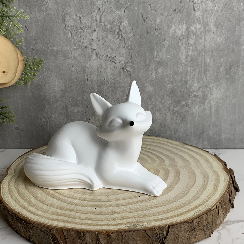 3D Fox Candle Silicone Mold Cartoon Fox Handmade Scented Candle Gypsum Mould Chocolate Baking Tool Aromatherapy Plaster Mold