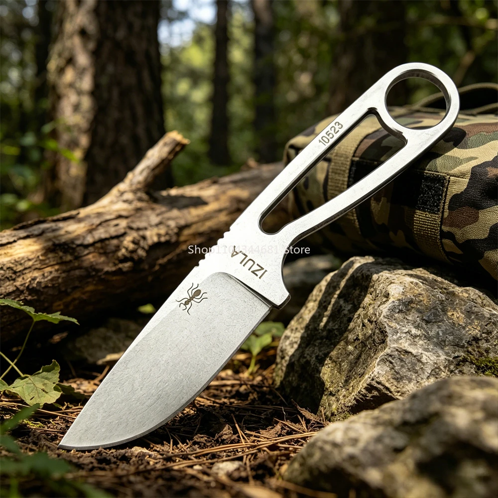 

Fixed Blade Knife 8Cr13MoV Steel, Hollow Handle Design with Kydex Sheath, Durable Daily Cutting Tool for Outdoor Camping Hiking