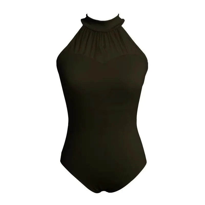 Erwachsene Frauen Sommer ärmellose Ballett Tanz Onesie Hals Spleißen Gymnastik Anzug für aktive Kleidung und Fitness