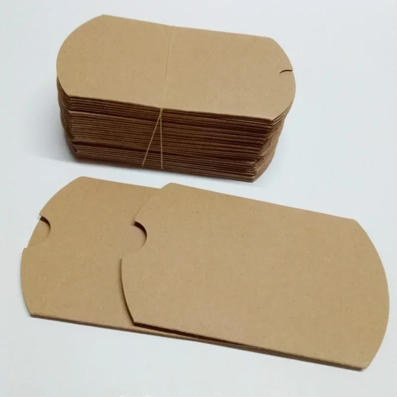 50PCS Kraft Paper Pillow Box Wedding Party Gift Candy Boxes Festive Birthday Supply Packaging Mystery Boxes Paper Bag