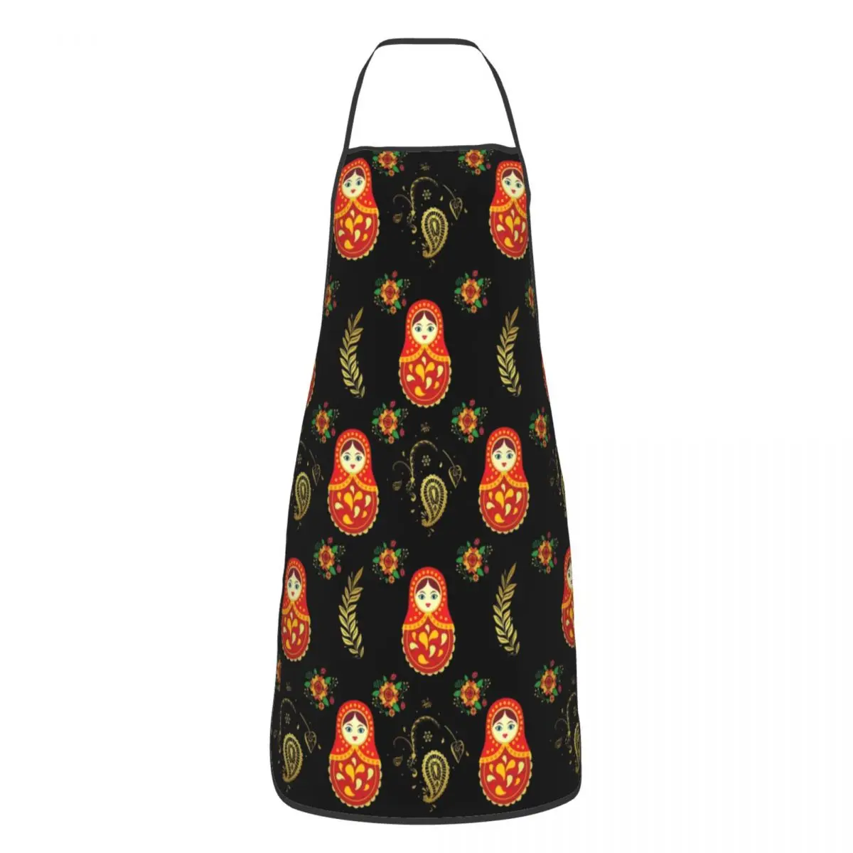 Matryoshka Russian Doll Pattern Bib Apron Adult Women Men Chef Tablier Cuisine for Kitchen Cooking Russian Folk Art Gardening