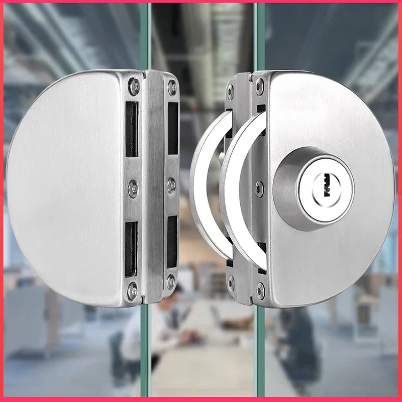 Glass Door Lock Sliding Double Door Non Opening Stainless Steel Store Central Lock Single Door Double Lock With key