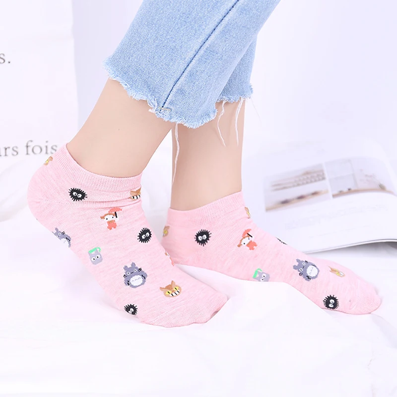 5 Pairs Anime Cartoon Socks Cosplay Cute Animal Invisible Boat Socks Anime Pattern Ladies Socks