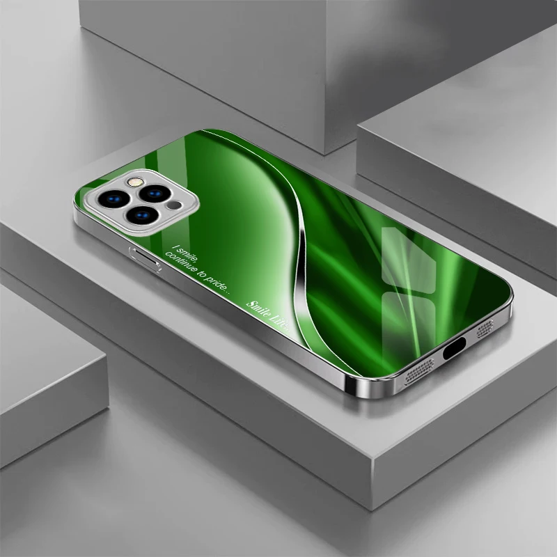 Adecuado para [iPhone 11 12 13 14 15 16 17 AIR Pro Max Plus Mini] nueva funda de teléfono de vidrio chapado, fundas protectoras