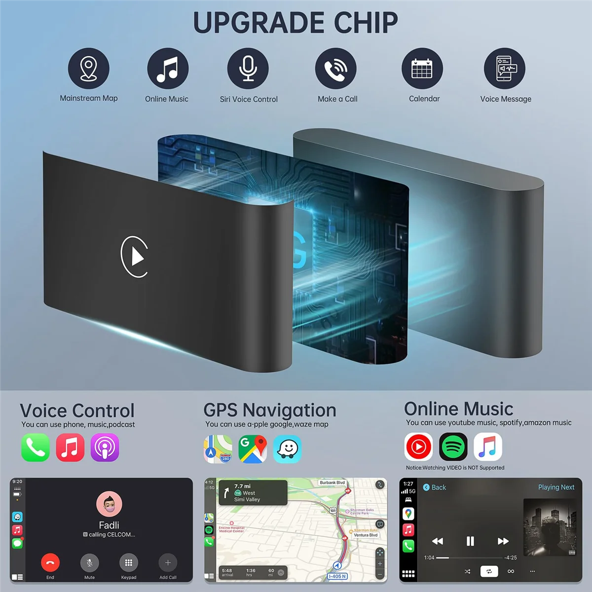 新しいCarPlayワイヤレスアダプター、有線CarPlayをワイヤレスCarPlayに変換するドングル、Apple iPhone WiFiオンラインアップデート対応、ワイヤレスCarPlayアダプターB