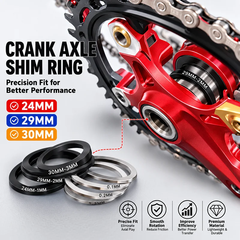 5PCS Bicycle Crank Axle Shim Rings 24/29/30mm Aluminum Alloy Stainless Steel Bottom Bracket Spacers 0.1-3mm Bike Washers