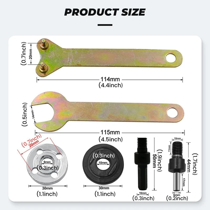 Set di bielle per smerigliatrice angolare per trapano elettrico, albero di taglio per driver rotante regolabile da 10 mm, per disco da taglio per lucidatura