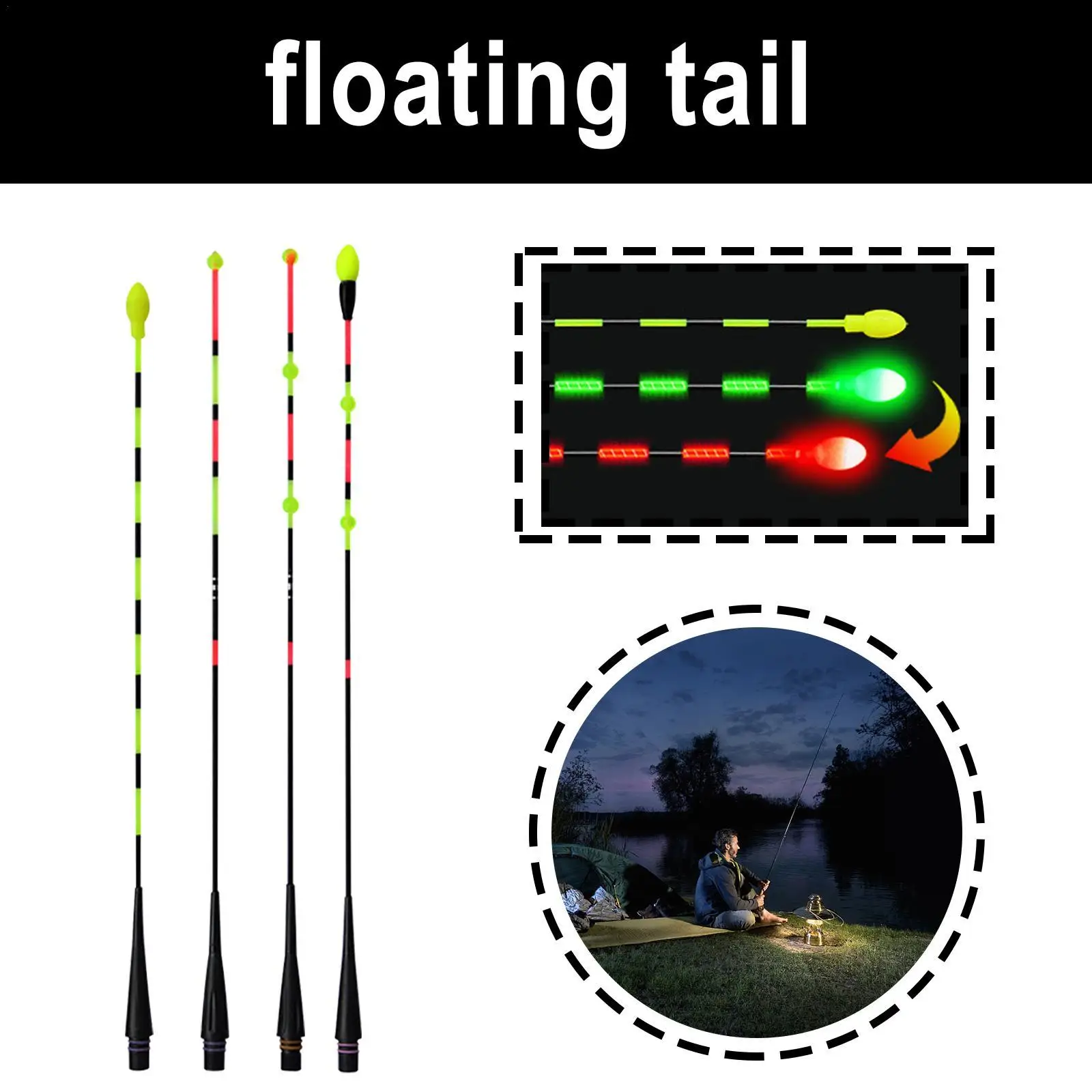 1Pcs DIY Electronic Float Tail Top Gravity Induction Color Change Bold Night Fishing Floating Accessories