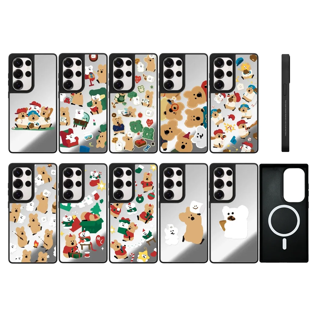 

Christmas Bear Baseball Mirror Surface Magnetic Phone Cover for Samsung Galaxy S23 S24 S25 Ultra S25+ Plus Case