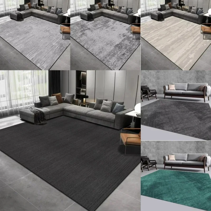 VIKAMA Solid Dark Gray Textured Area Rug, Plain Solid Color Non Slip Large Floor Carpet for Living Room Bedroom Home Decor