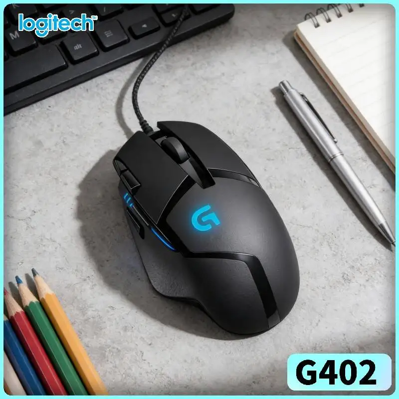Logitech G402 Hyperion Fury Mouse 32-Bit Processor 8 Buttons 500+ IPS 4000 DPI Anti-Slip for Competitive Gamers