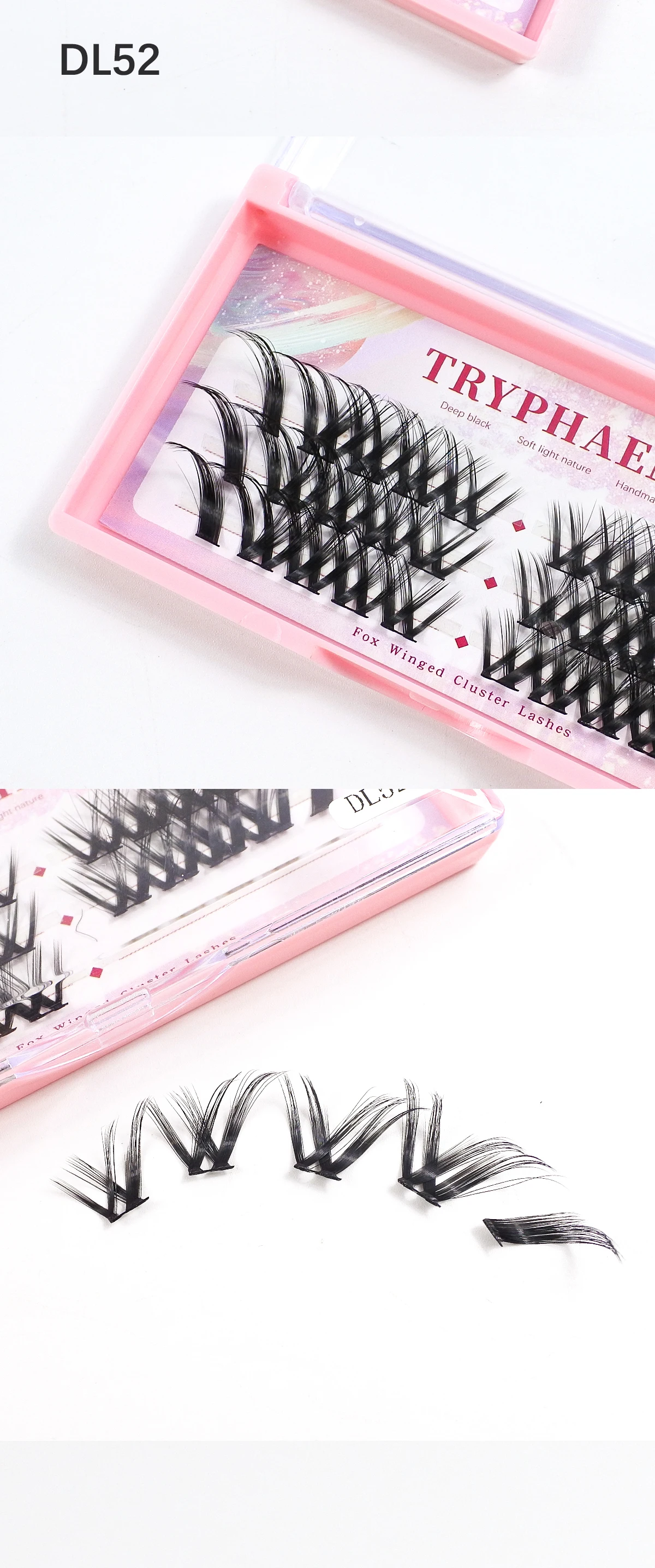 Fox Eye DIY Lash Clusters Korean Makeup Wholesale Winged Cat Eye DIY Cluster Lashes 2024 New Individual Eyelash