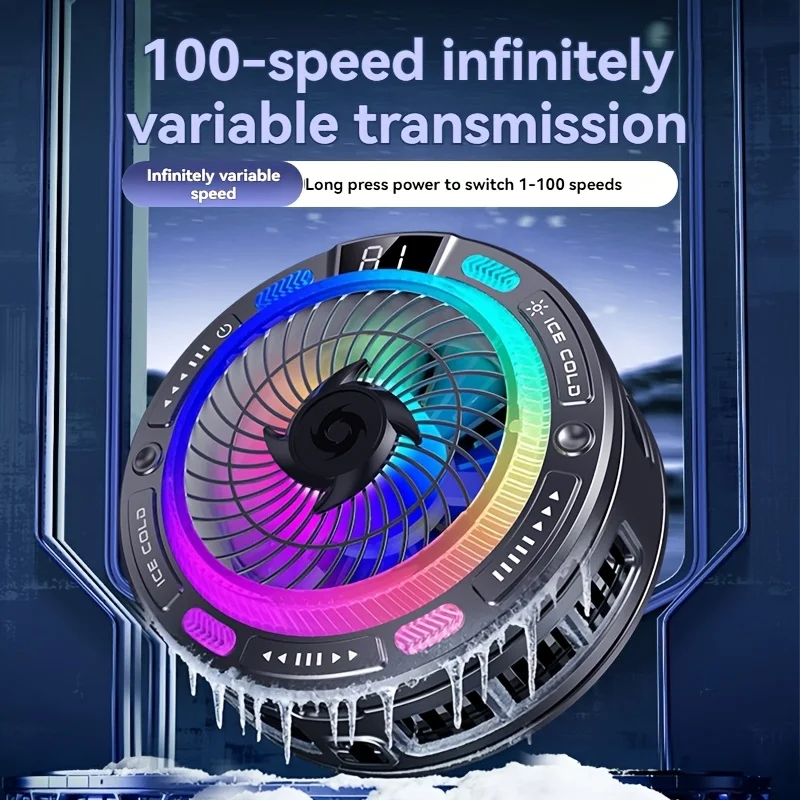k50 Semiconductor Phone Cooler - Powerful Freezing Cooling, Digital Display, Fixable on Stand for Gaming Smartphones