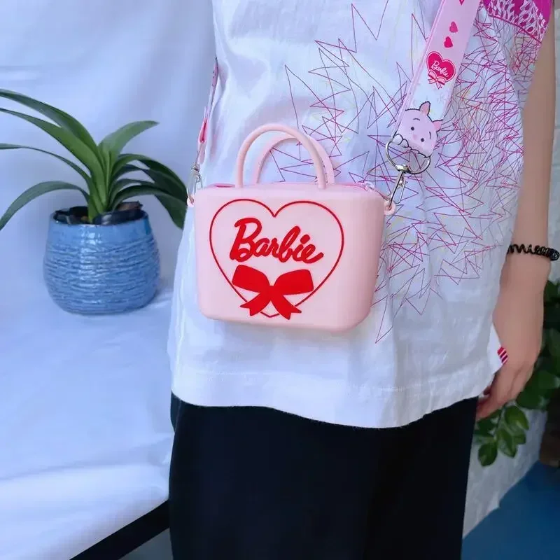 Monedero de Barbie con personalidad de moda, lindo encanto de dibujos animados, bolsa de almacenamiento de auriculares portátil, bolso de hombro inclinado, regalo de vacaciones