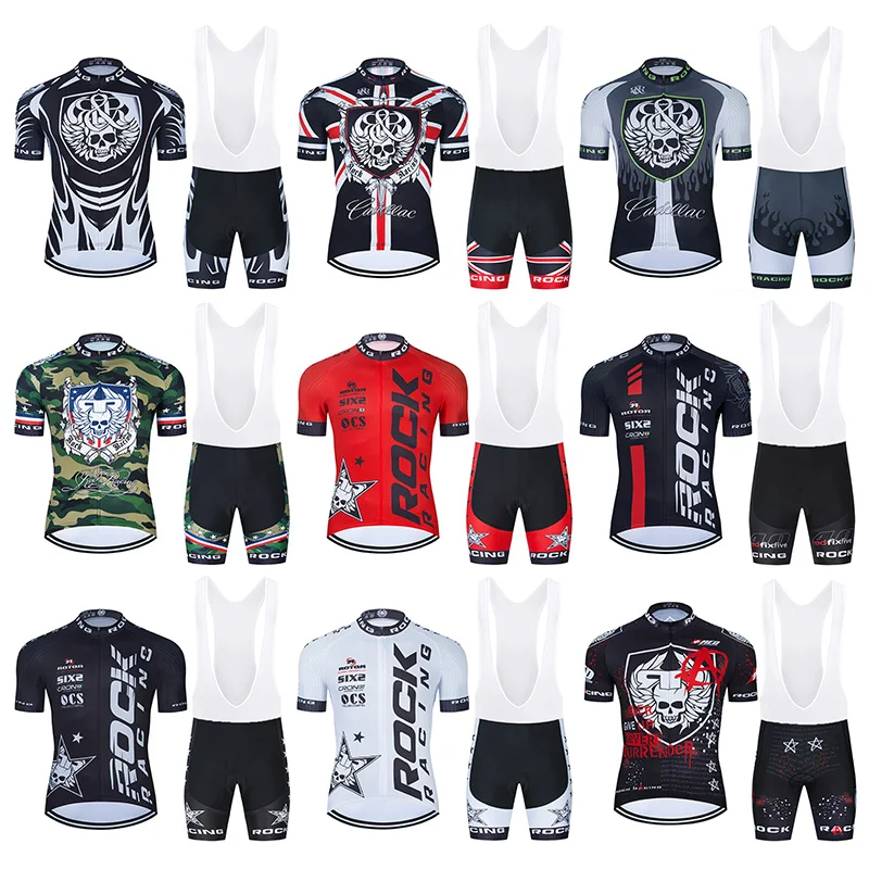 New Summer ROCK RACING Cycling TEAM Jerseys 20D Bike Shorts Bib Set Ropa Ciclismo Men\'s Quick Dry MTB Bicycle Maillot Clothing