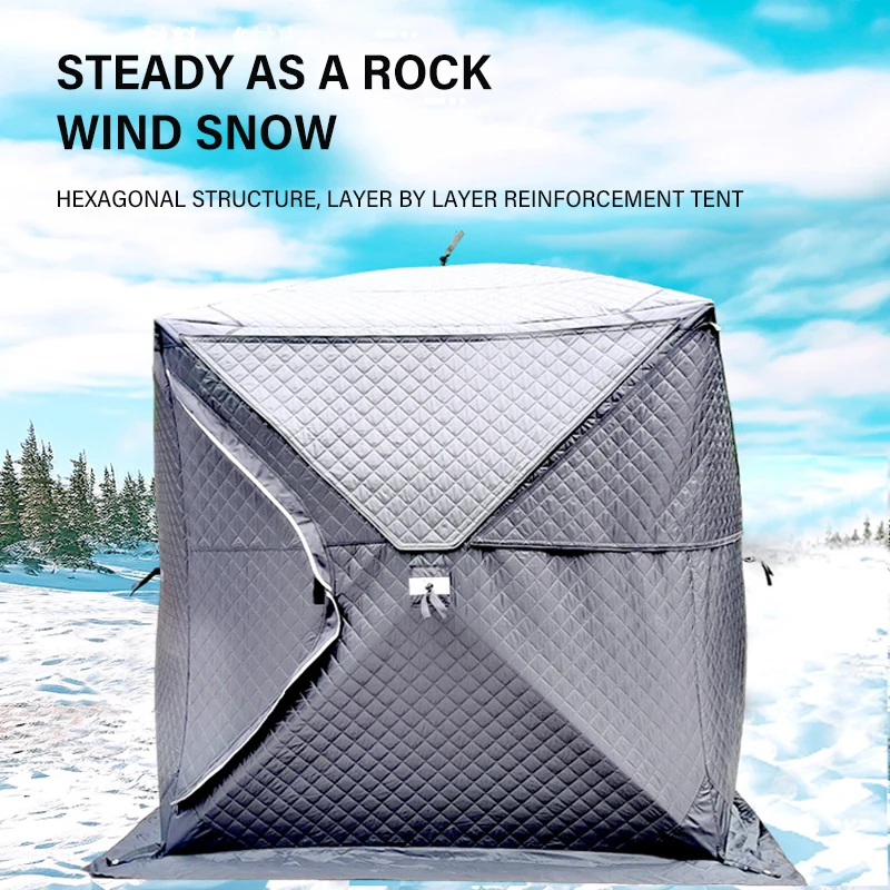 Outdoor With Chimney Mouth Winter Fishing Tent With Windows Automatic Quick Opening Tent 3/5 Person Windproof and Waterproof