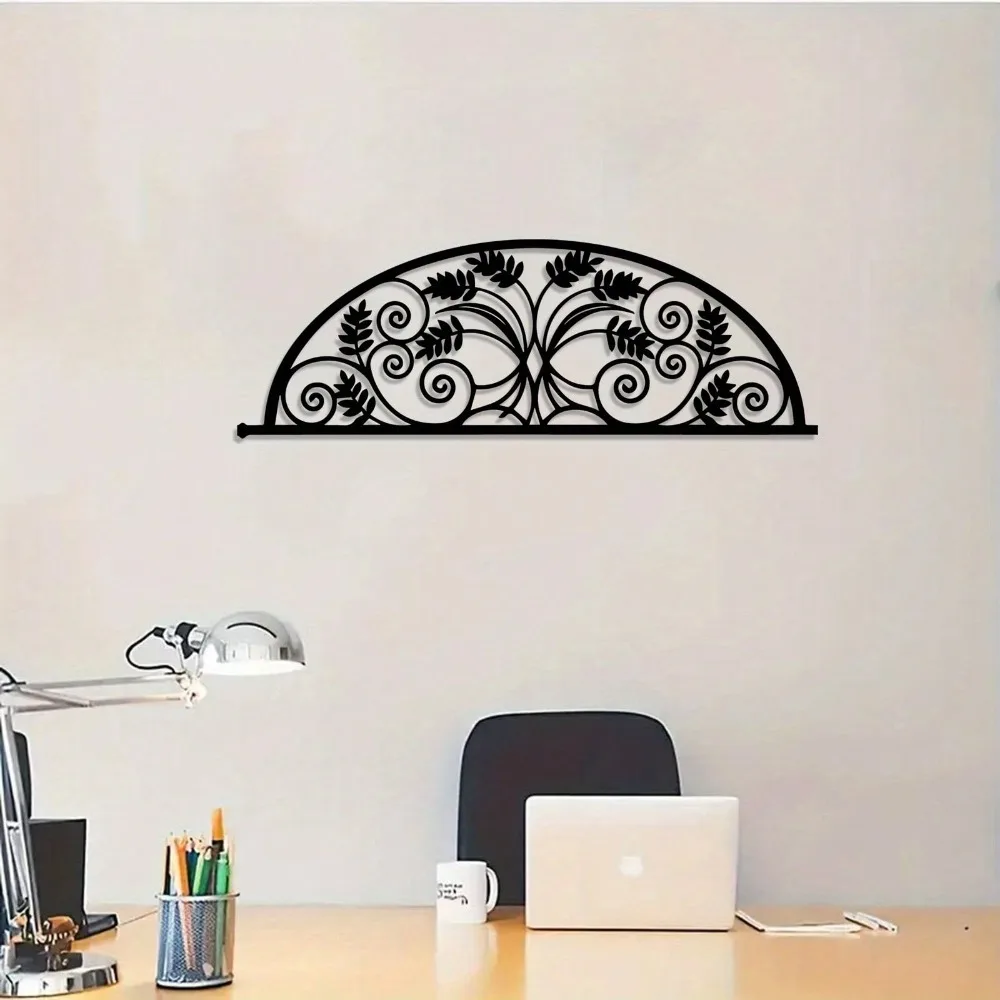 CIFBUY Vintage Iron Wall Art Floral Metal Decor Black Powder Coated Hanging Sign for Bedroom Living Room Home