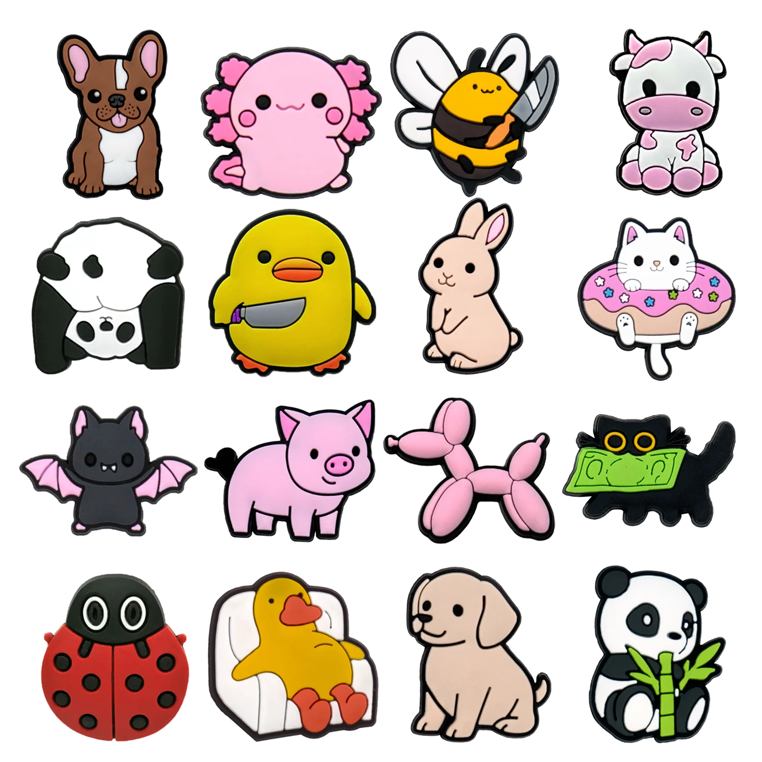 1pcs Cute Animals Shoe Charms Accessories Funny Duck Dog Panda Pig Shoe Decoration Bunny Cat Clog Pin for Women Grils Gift