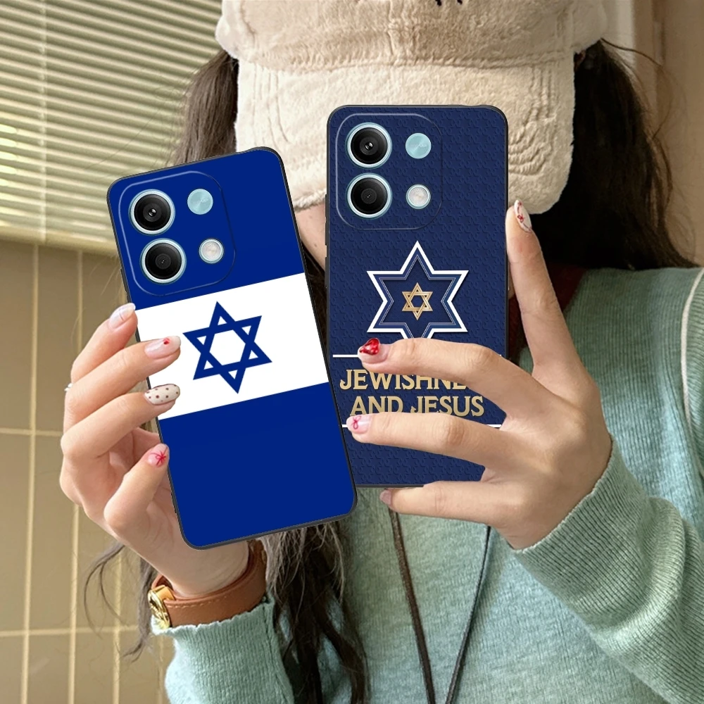 Jewish Star David Mobile Cell Phone Case for Xiaomi Redmi Note 13 12 11 10 9 8 7 6 S A Pro Lite Plus 5G Black Phone Cover Shell