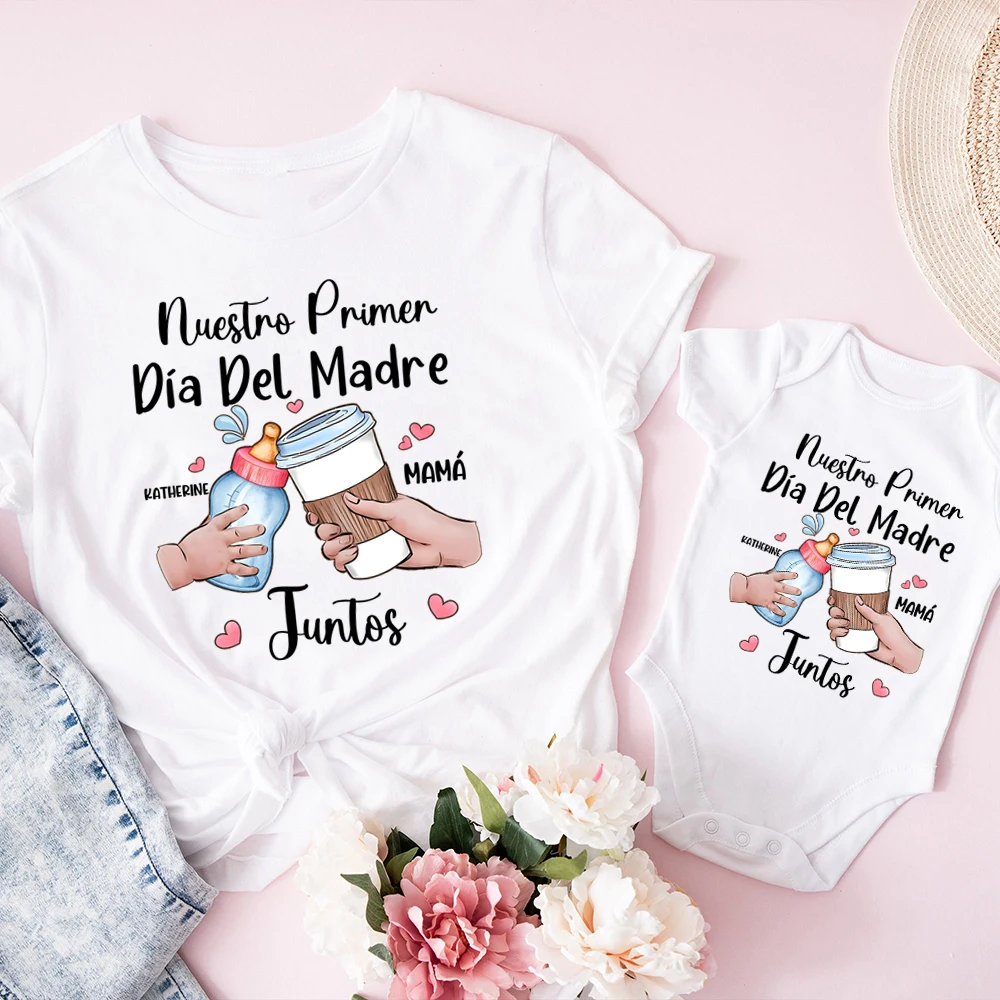 Customized Mothers Day Gifts Our First Mother'sDay Baby Bodysuits Mom T-shirts Family Clothes Custom Name Mother's Day Outfit