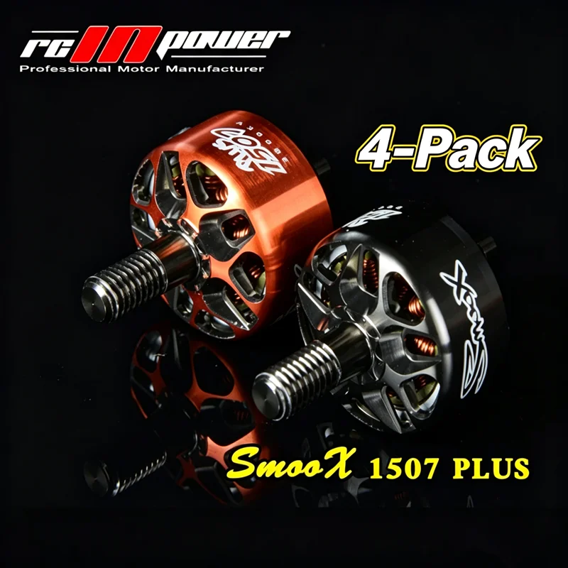 RCinpower SmooX 1507 Plus Brushless Motor, Multiple KV & 2 Colors Optional for 3-5 Inch Quad, 4PCS