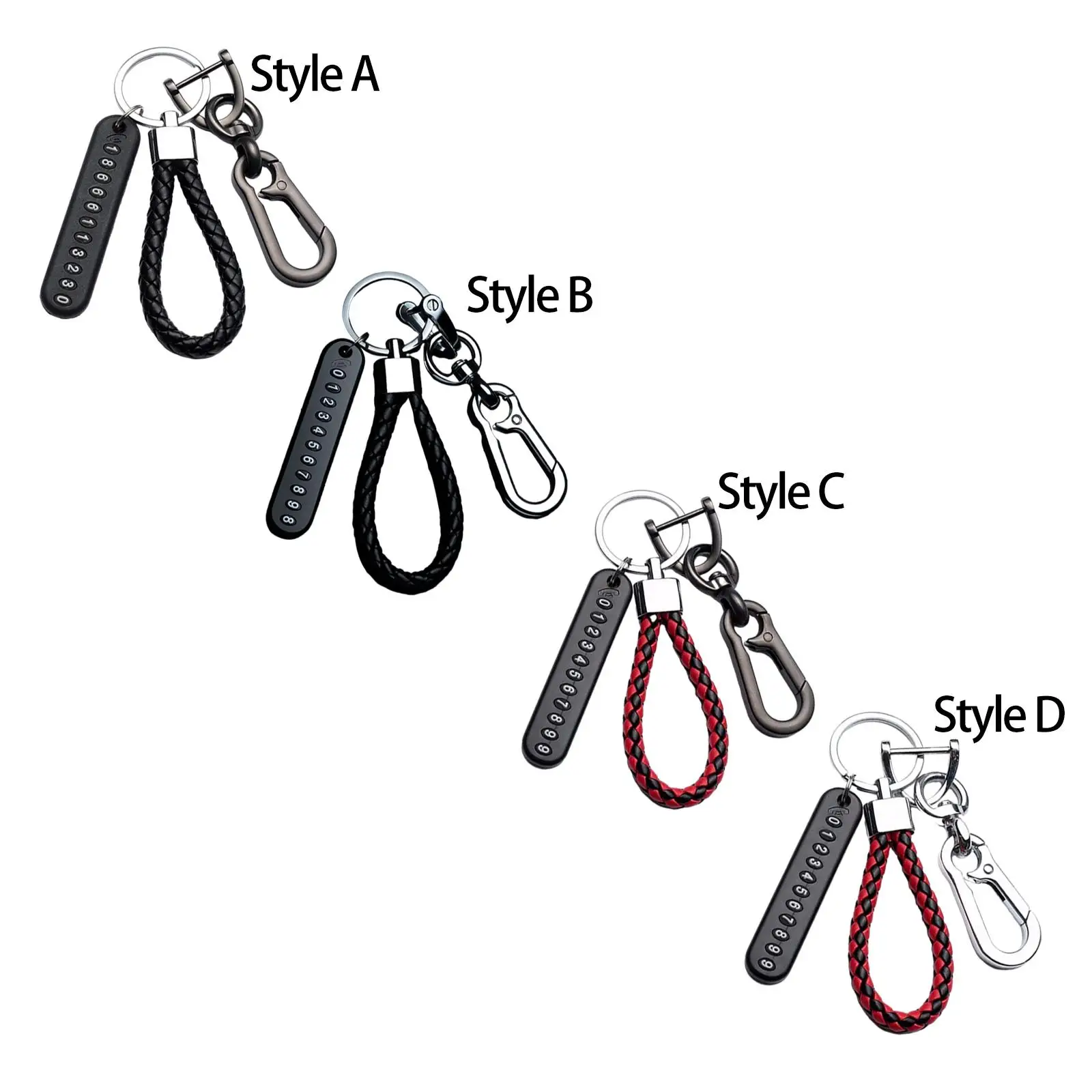 2-6pack Car Keychain Woven Rope Easy to Install with Rotatable