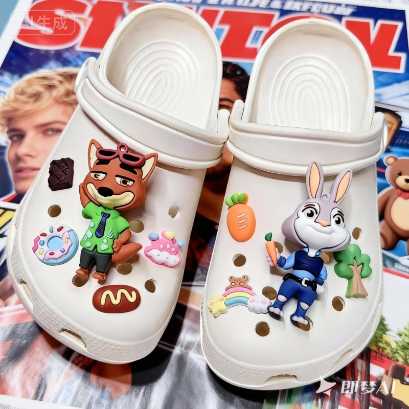 9PCS/Sets MESUCA Disney Zootopia Series Shoe Charms for Clogs Decoration Diy Decoration Shoe Accessories Party Gifts Favors