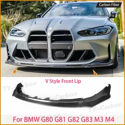 For BMW 3 Series 4 Series G80 G81 G82 G83 M3 M4 Real Carbon Fiber Front Lip V BodyKit Bumper Splitter Car Accessories 2021-2023