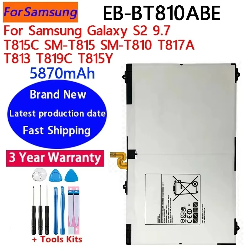 NEW Tablet Battery EB-BT810ABE EB-BT810ABA For Samsung GALAXY Tab S2 9.7SM-T815C SM-T810 SM-T817A SM-T813 SM-T819C 5870mAh+Tools