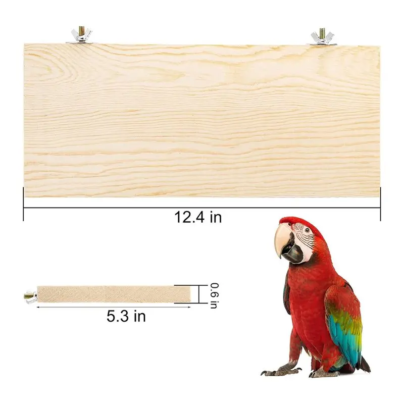 aaaf鳥用止まり木スタンド3個セット、コンナール、チンチラ、インコ対応の木製プラットフォーム、オウム用遊び場ケージ木製プラットフォーム