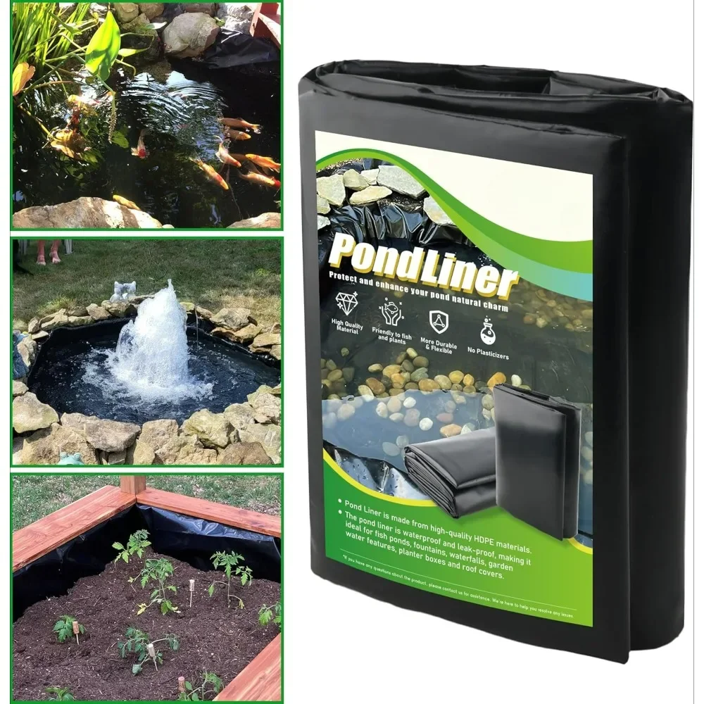 Pond Liner 16 x 20 Ft, Durable Pond Liners for Outdoor Ponds, Pond Liners for Fish, Koi, Water Garden, Waterfall, Fountain