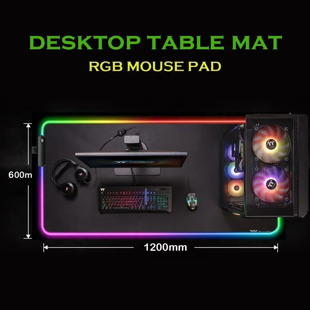 Imagem -06 - Anime Universo Rgb Luz Mousepad Desk Mat Acessórios Japoneses Space Pad Gaming Mouse Carpet Teclado Led Rug 1000 500 1200x600