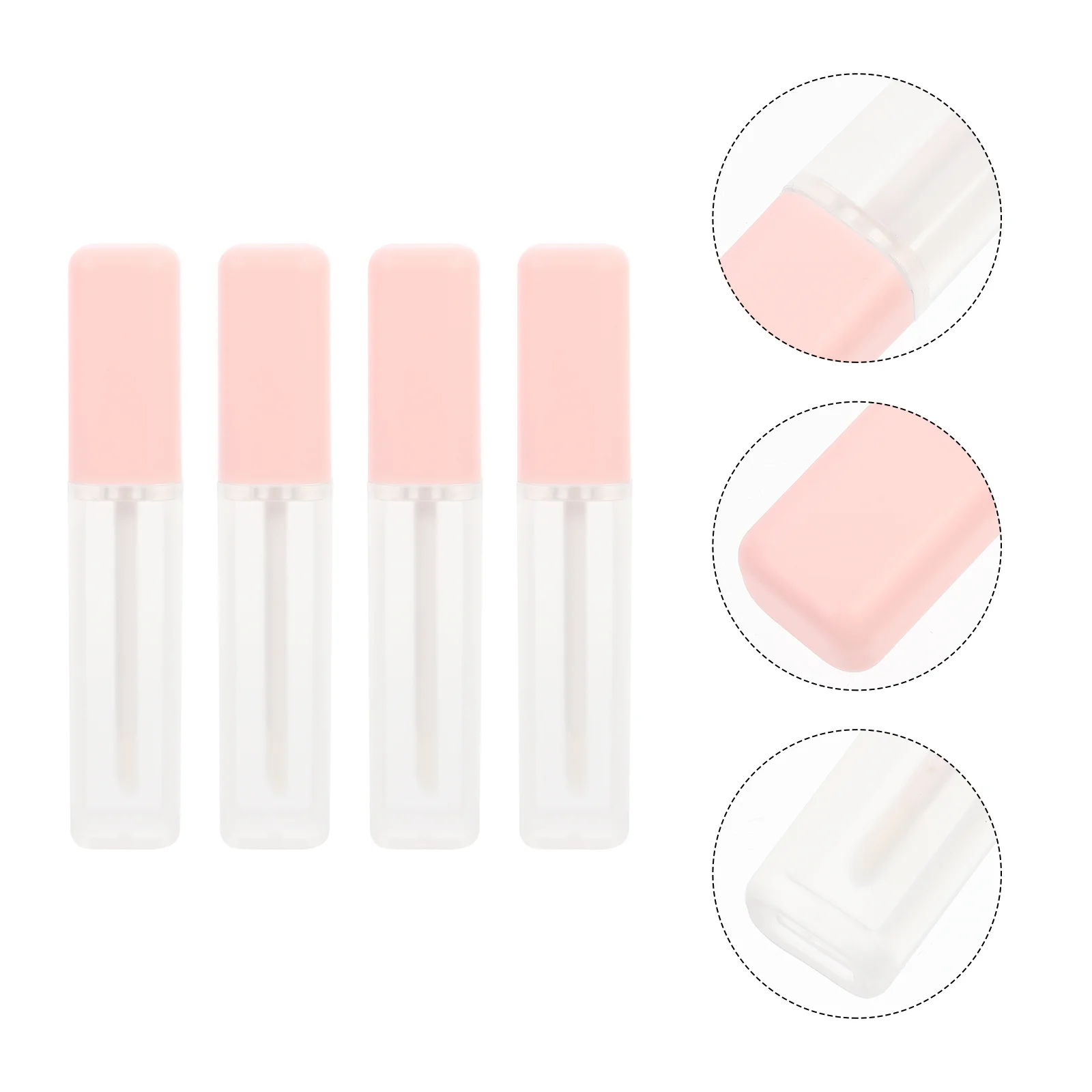 4 Pcs Lip Gloss 6ml Glaze Empty Bottle Tubes for Cosmetics Plastic Lipstick Balm Bottled Subpackaging Containers Pink