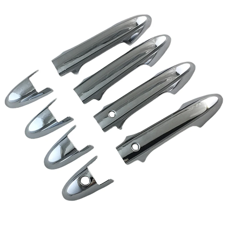 ملصقات السيارات الكروم الفضة ألياف الكربون غطاء مقبض الباب لهوندا سيتي 2014 2015 2016 2017 2018 2019 2020 #3