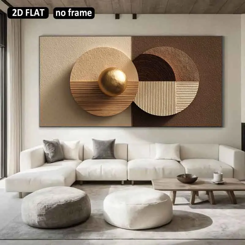 [2D Flat]1pc 23.62*47.24in/60*120cm UnFramed Geometric Canvas Wall Art Mural Home Decoration Artwork Suitable for Living Room Be