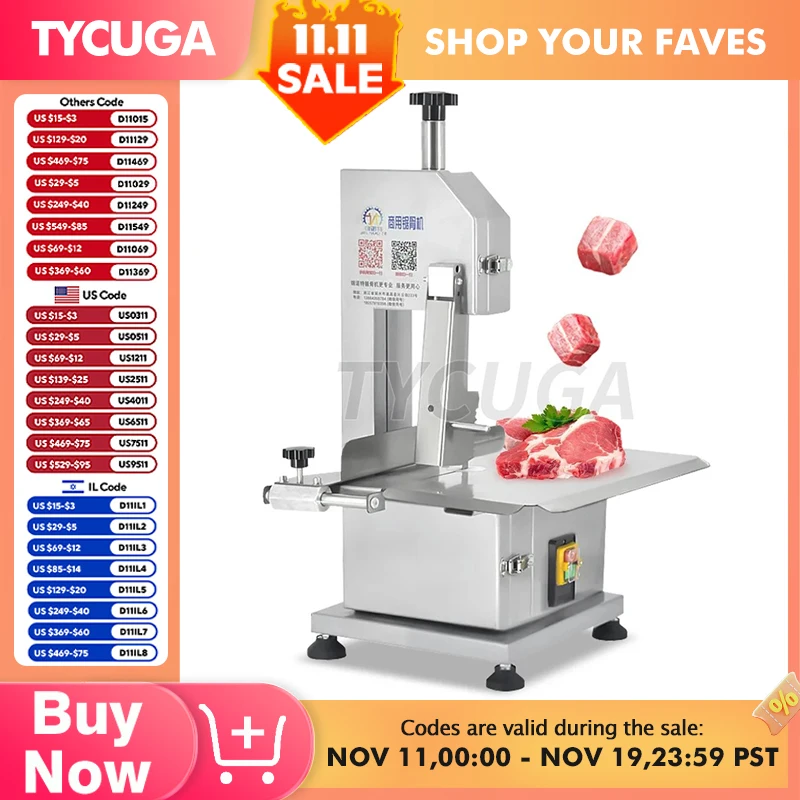 전기 뼈 톱질 기계 자동 850W 냉동 고기/뼈 절단기 데스크탑 상업용 컷 양고기/생선/돼지 고기/쇠고기 갈비 뼈 기계